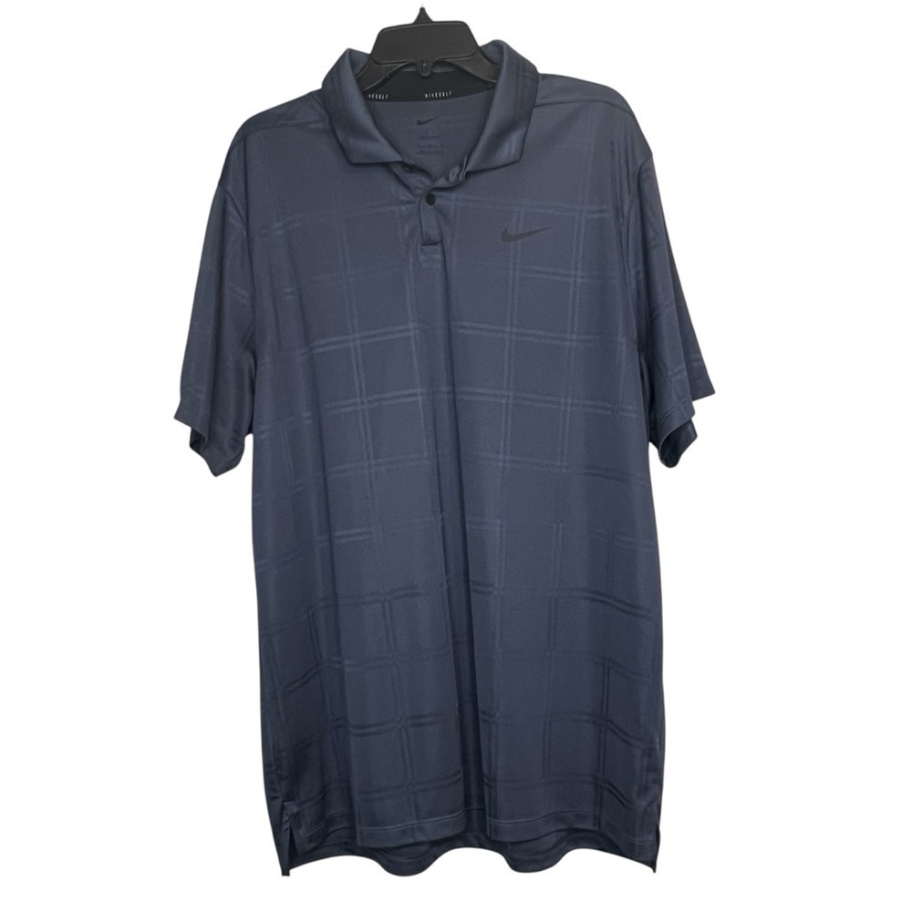 Nike Golf Mens Size XL Polo Shirt Blue Short Sleeve Windowpane Golf Casual